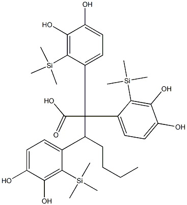 (3,4-Dihydroxyphenyl)heptanoic acid, tris(O-trimethylsilyl)- Struktur