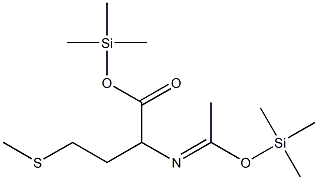 Trimethylsilyl 4-(methylsulfanyl)-2-(((E)-1-[(trimethylsilyl)oxy]ethyl idene)amino)butanoate Struktur