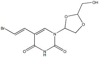 5-(2-bromovinyl)-1-(2-(hydroxymethyl)-1,3-dioxolan-5-yl)uracil Struktur