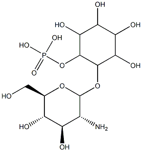 6-O-(2-amino-2-deoxyglucopyranosyl)inositol 1-phosphate Struktur