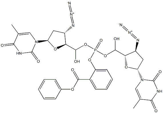 O,O'-bis(3'-azido-3'-deoxythymidin-5'-yl)-O''-(2-((phenyloxy)carbonyl)phenyl)phosphate Struktur