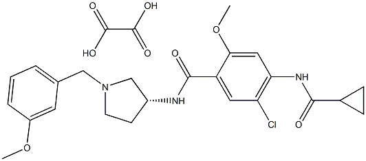 (R)-5-chloro-4-cyclopropylcarbonylamino-2-methoxy-N-(1-(3-methoxybenzyl)-3-pyrrolidinyl)benzamide monooxalate Struktur