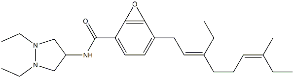 N-(1,2-diethyltetrahydro-1H-pyrazol-4-yl)-4-3,7-diethyl-2,6-octadienyl oxybenzamide Struktur