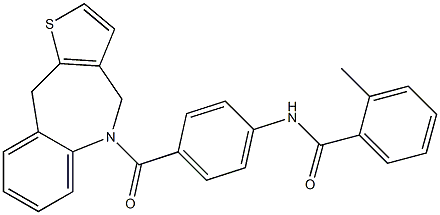 5-((4-((2-methylphenyl)carbonylamino)phenyl)carbonyl)-4,10-dhydro-5H-thieno(3,2-c)(1)benzazepine Struktur