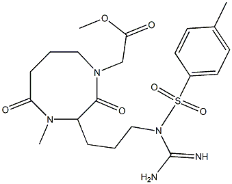 methyl (2,5-dioxo-3-(3-(tosylguanidino)propyl)-4-methyl-octahydro-1,4-diazocin-1-yl)acetate Struktur