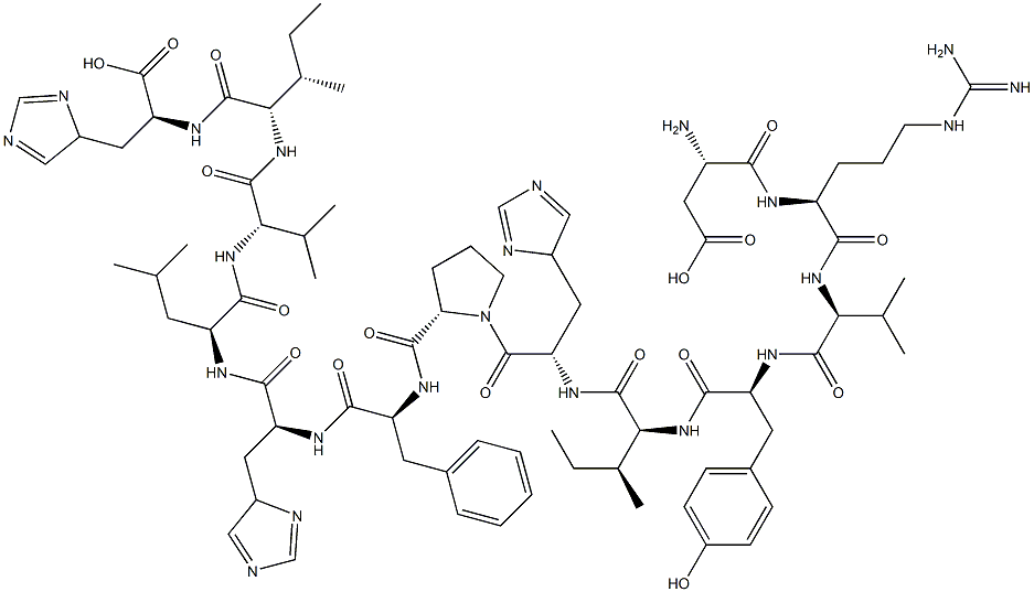 aspartyl-arginyl-valyl-tyrosyl-isoleucyl-histidyl-prolyl-phenylalanyl-histidyl-leucyl-valyl-isoleucyl-histidine Struktur