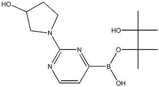 2-(3-HYDROXYPYRROLIDIN-1-YL)PYRIMIDINE-4-BORONIC ACID PINACOL ESTER Struktur