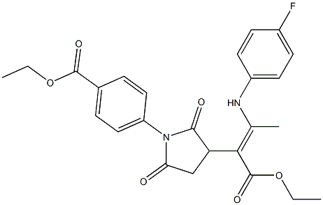 ethyl 4-{3-[1-(ethoxycarbonyl)-2-(4-fluoroanilino)prop-1-enyl]-2,5-dioxotetrahydro-1H-pyrrol-1-yl}benzoate Struktur