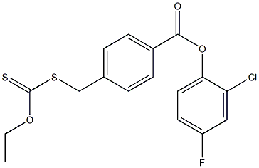 2-chloro-4-fluorophenyl 4-{[(ethoxycarbothioyl)thio]methyl}benzoate Struktur