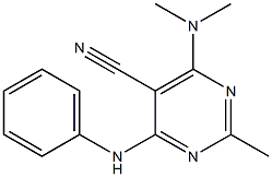 4-anilino-6-(dimethylamino)-2-methylpyrimidine-5-carbonitrile Struktur