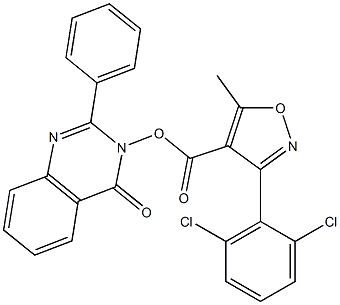 4-oxo-2-phenyl-3,4-dihydroquinazolin-3-yl 3-(2,6-dichlorophenyl)-5-methylisoxazole-4-carboxylate Struktur