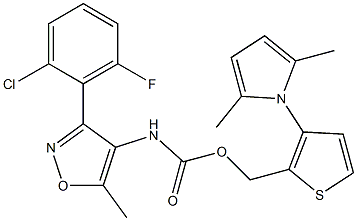 [3-(2,5-dimethyl-1H-pyrrol-1-yl)-2-thienyl]methyl N-[3-(2-chloro-6-fluorophenyl)-5-methylisoxazol-4-yl]carbamate Struktur