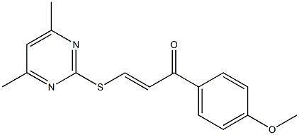 3-[(4,6-dimethylpyrimidin-2-yl)thio]-1-(4-methoxyphenyl)prop-2-en-1-one Struktur