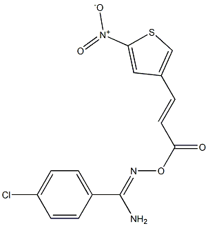 O1-[3-(5-nitro-3-thienyl)acryloyl]-4-chlorobenzene-1-carbohydroximamide Struktur