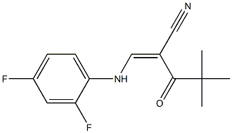 (Z)-3-(2,4-difluoroanilino)-2-(2,2-dimethylpropanoyl)-2-propenenitrile Struktur