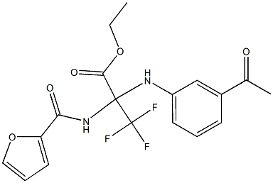 ethyl 2-(3-acetylanilino)-3,3,3-trifluoro-2-[(2-furylcarbonyl)amino]propanoate Struktur