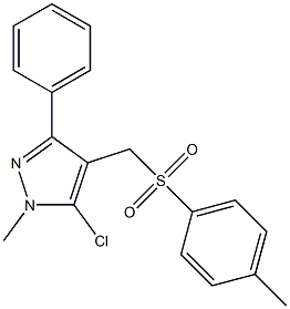 5-chloro-1-methyl-4-{[(4-methylphenyl)sulfonyl]methyl}-3-phenyl-1H-pyrazole Struktur