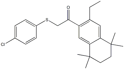 2-[(4-chlorophenyl)thio]-1-(3-ethyl-5,5,8,8-tetramethyl-5,6,7,8-tetrahydronaphthalen-2-yl)ethan-1-one Struktur