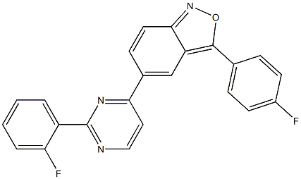 3-(4-fluorophenyl)-5-[2-(2-fluorophenyl)-4-pyrimidinyl]-2,1-benzisoxazole Struktur