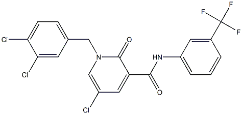 5-chloro-1-(3,4-dichlorobenzyl)-2-oxo-N-[3-(trifluoromethyl)phenyl]-1,2-dihydro-3-pyridinecarboxamide Struktur