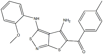 [4-amino-3-(2-methoxyanilino)thieno[2,3-c]isothiazol-5-yl](4-methylphenyl)methanone Struktur