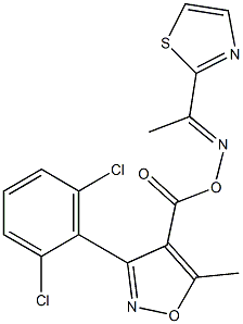 3-(2,6-dichlorophenyl)-5-methyl-4-[({[(E)-1-(1,3-thiazol-2-yl)ethylidene]amino}oxy)carbonyl]isoxazole Struktur