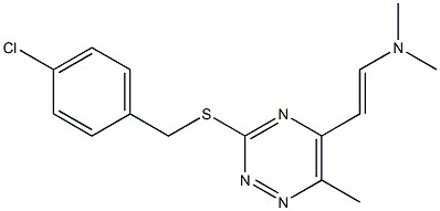 (E)-2-{3-[(4-chlorobenzyl)sulfanyl]-6-methyl-1,2,4-triazin-5-yl}-N,N-dimethyl-1-ethenamine Struktur