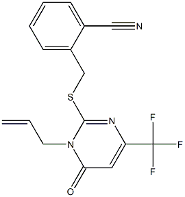 2-({[1-allyl-6-oxo-4-(trifluoromethyl)-1,6-dihydro-2-pyrimidinyl]sulfanyl}methyl)benzenecarbonitrile Struktur