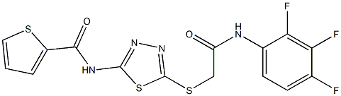 N2-(5-{[2-oxo-2-(2,3,4-trifluoroanilino)ethyl]thio}-1,3,4-thiadiazol-2-yl)thiophene-2-carboxamide Struktur