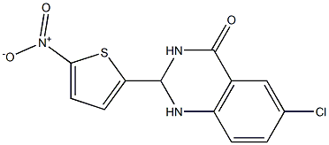 6-chloro-2-(5-nitro-2-thienyl)-1,2,3,4-tetrahydroquinazolin-4-one Struktur