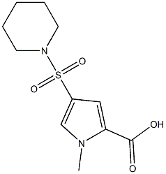 1-methyl-4-(piperidin-1-ylsulfonyl)-1H-pyrrole-2-carboxylic acid Struktur