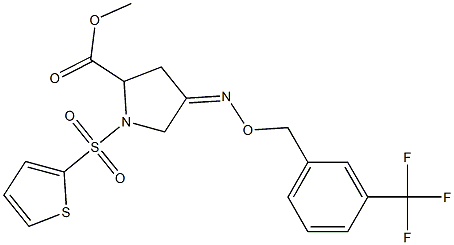 methyl 1-(2-thienylsulfonyl)-4-({[3-(trifluoromethyl)benzyl]oxy}imino)-2-pyrrolidinecarboxylate Struktur