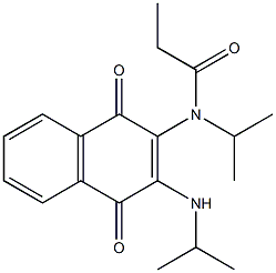 N-isopropyl-N-[3-(isopropylamino)-1,4-dioxo-1,4-dihydro-2-naphthalenyl]propanamide Struktur