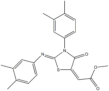 methyl 2-{3-(3,4-dimethylphenyl)-2-[(3,4-dimethylphenyl)imino]-4-oxo-1,3-thiazolan-5-yliden}acetate Struktur