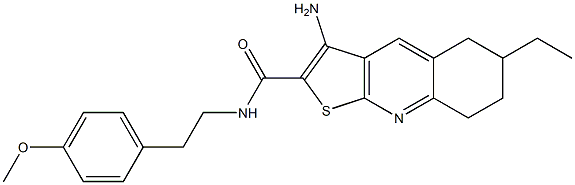 3-amino-6-ethyl-N-(4-methoxyphenethyl)-5,6,7,8-tetrahydrothieno[2,3-b]quinoline-2-carboxamide Struktur