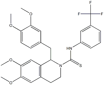 N2-[3-(trifluoromethyl)phenyl]-1-(3,4-dimethoxybenzyl)-6,7-dimethoxy-1,2,3,4-tetrahydroisoquinoline-2-carbothioamide Struktur