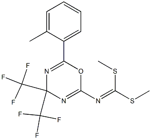 methyl N-[6-(2-methylphenyl)-4,4-di(trifluoromethyl)-4H-1,3,5-oxadiazin-2-yl]-(methylthio)methanimidothioate Struktur