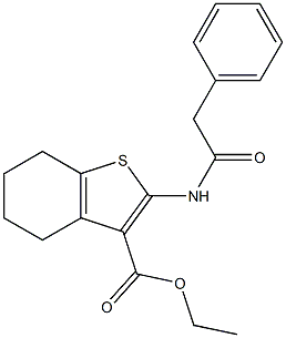 ethyl 2-[(2-phenylacetyl)amino]-4,5,6,7-tetrahydrobenzo[b]thiophene-3-carboxylate Struktur