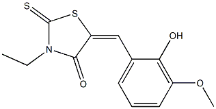 3-ethyl-5-[(E)-(2-hydroxy-3-methoxyphenyl)methylidene]-2-thioxo-1,3-thiazolan-4-one Struktur