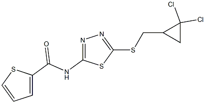 N2-(5-{[(2,2-dichlorocyclopropyl)methyl]thio}-1,3,4-thiadiazol-2-yl)thiophene-2-carboxamide Struktur