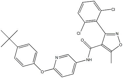 N4-{6-[4-(tert-butyl)phenoxy]-3-pyridyl}-3-(2,6-dichlorophenyl)-5-methylisoxazole-4-carboxamide Struktur