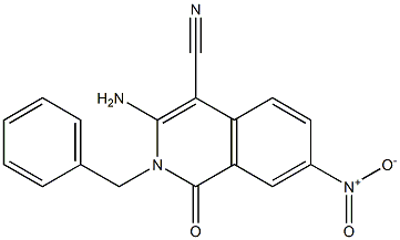 3-amino-2-benzyl-7-nitro-1-oxo-1,2-dihydroisoquinoline-4-carbonitrile Struktur