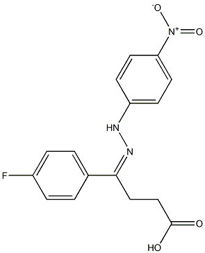 4-(4-fluorophenyl)-4-[2-(4-nitrophenyl)hydrazono]butanoic acid Struktur