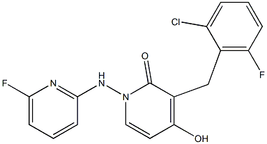 3-(2-chloro-6-fluorobenzyl)-1-[(6-fluoro-2-pyridinyl)amino]-4-hydroxy-2(1H)-pyridinone Struktur