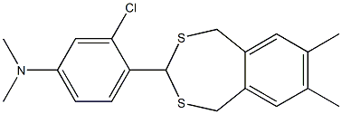 N1,N1-dimethyl-3-chloro-4-(7,8-dimethyl-1,5-dihydro-2,4-benzodithiepin-3-yl)aniline Struktur