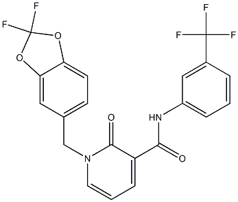 1-[(2,2-difluoro-1,3-benzodioxol-5-yl)methyl]-2-oxo-N-[3-(trifluoromethyl)phenyl]-1,2-dihydro-3-pyridinecarboxamide Struktur