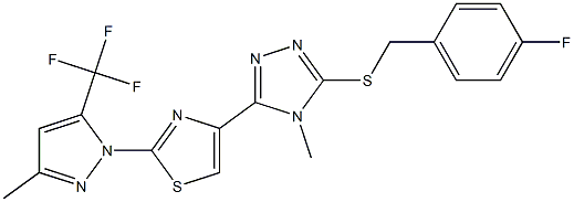 4-fluorobenzyl 4-methyl-5-{2-[3-methyl-5-(trifluoromethyl)-1H-pyrazol-1-yl]-1,3-thiazol-4-yl}-4H-1,2,4-triazol-3-yl sulfide Struktur