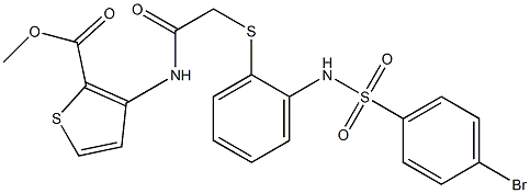 methyl 3-({2-[(2-{[(4-bromophenyl)sulfonyl]amino}phenyl)sulfanyl]acetyl}amino)-2-thiophenecarboxylate Struktur