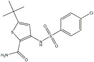 5-(tert-butyl)-3-{[(4-chlorophenyl)sulfonyl]amino}thiophene-2-carboxamide Struktur