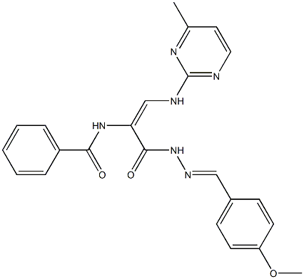 N-{1-({2-[(4-methoxyphenyl)methylene]hydrazino}carbonyl)-2-[(4-methyl-2-pyrimidinyl)amino]vinyl}benzenecarboxamide Struktur